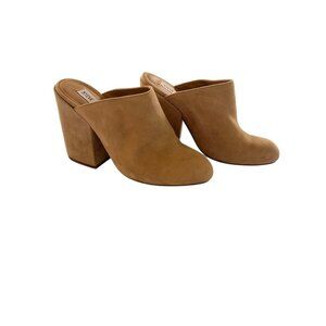 Steve Madden Tan Suede 3 Inch Block Heel Slip-On Mules Size 5M